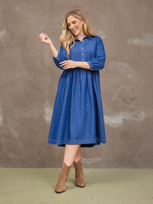 Daisie Denim Dress - Rhiona Long Sleeve