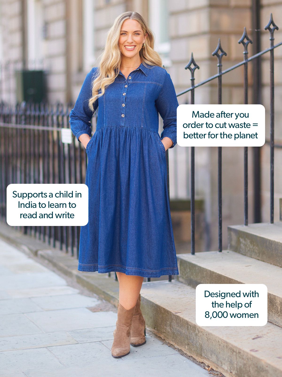 Daisie Denim Dress - Rhiona Long Sleeve This is Unfolded Daisie Denim Dress - Rhiona Long Sleeve This is Unfolded