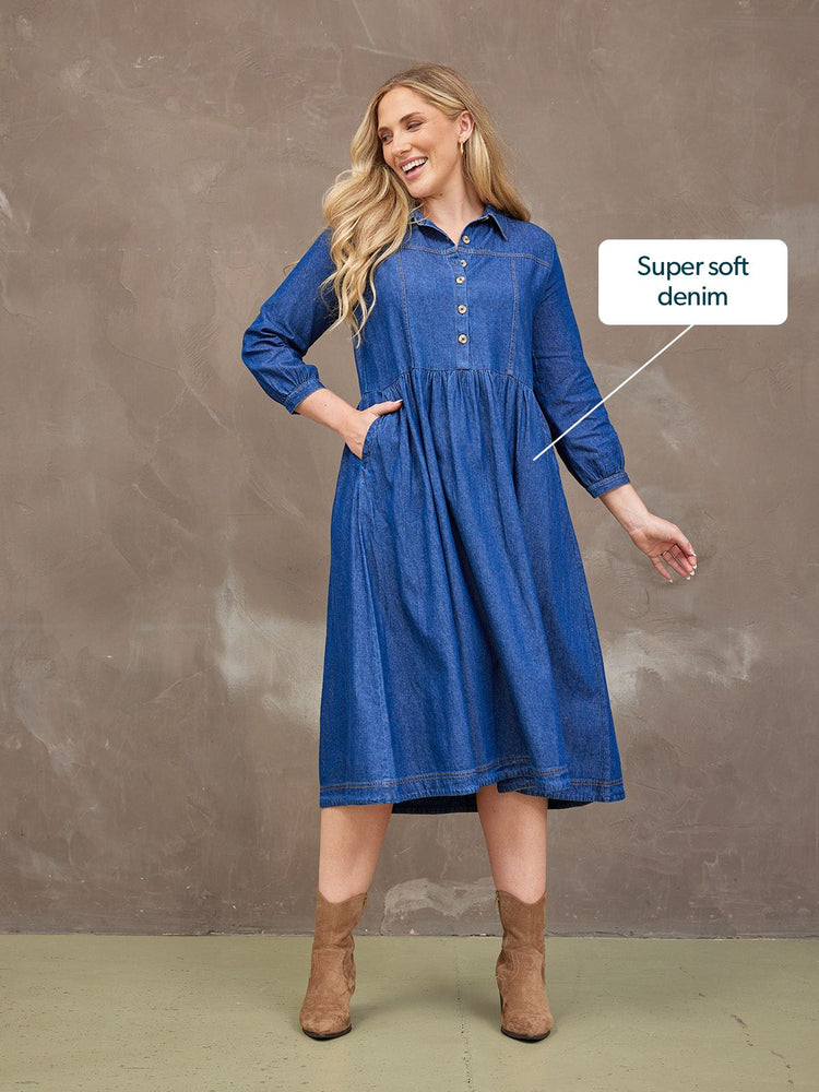 Daisie Denim Dress - Rhiona Long Sleeve