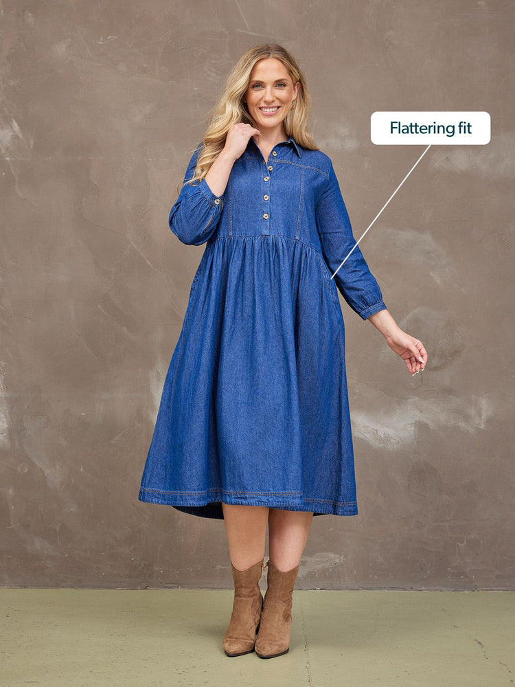 Daisie Denim Dress - Rhiona Long Sleeve