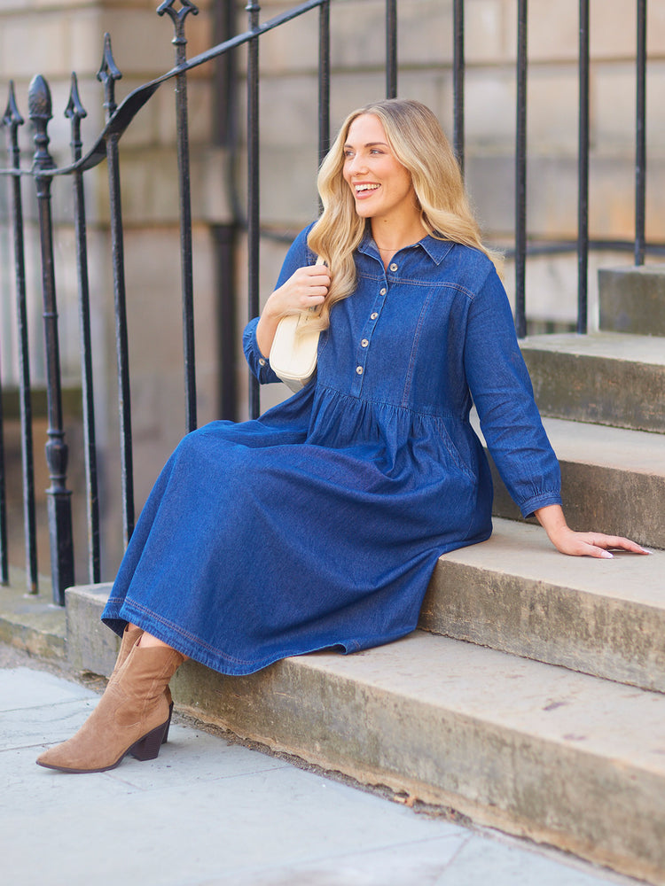 Daisie Denim Dress - Rhiona Long Sleeve