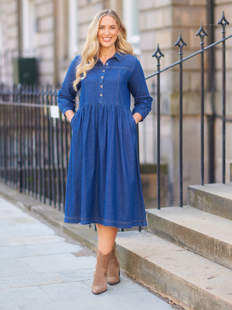 Daisie Denim Dress - Rhiona Long Sleeve