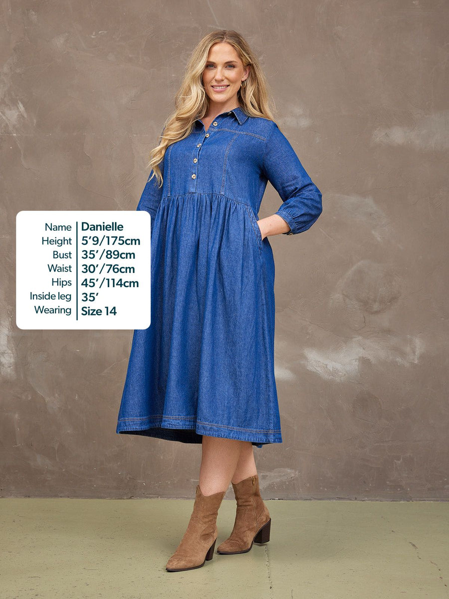 Daisie Denim Dress - Rhiona Long Sleeve