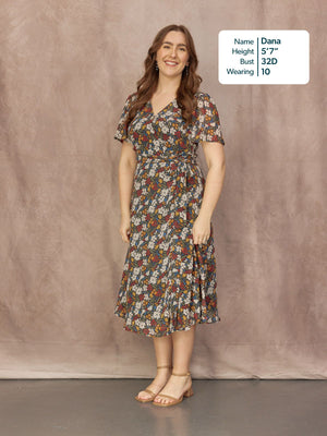 Dana Wrap Dress - Multi Painted Floral Print