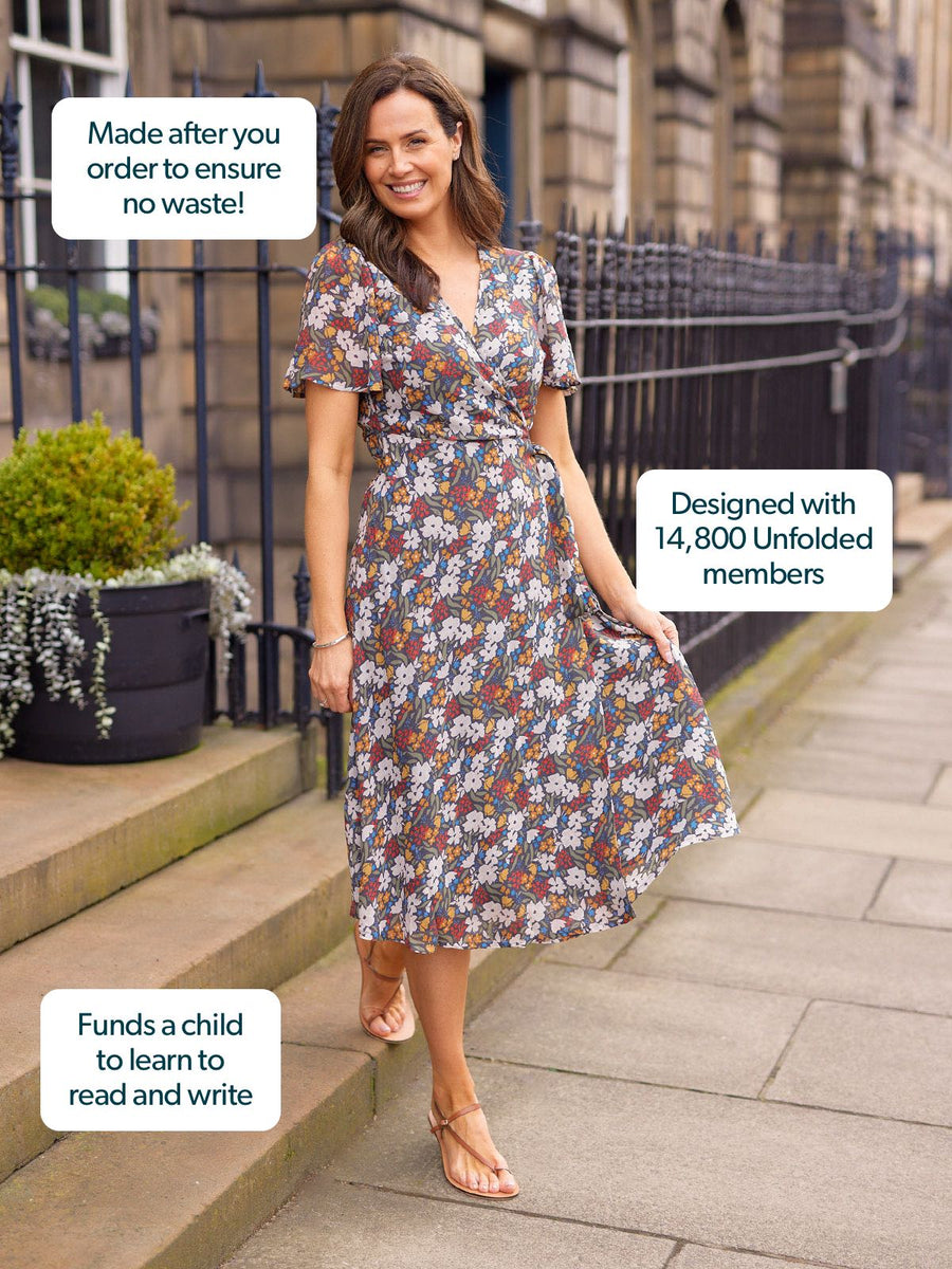 Dana Wrap Dress - Multi Painted Floral Print