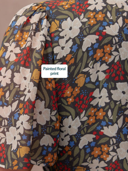 Dana Wrap Dress - Multi Painted Floral Print