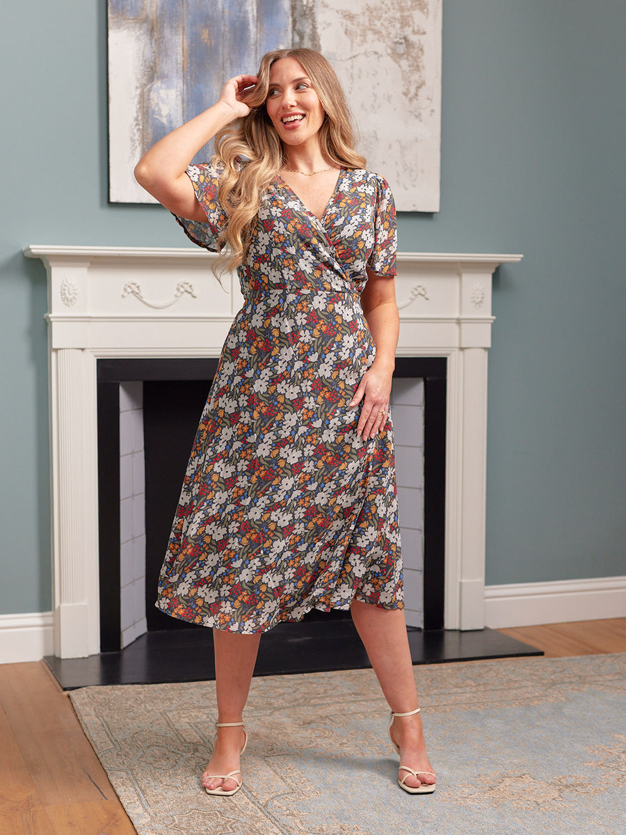 dana wrap waist cocktail dress Dress The Population Dana Midi Dress
