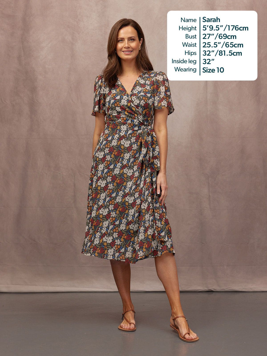 Dana Wrap Dress - Multi Painted Floral Print