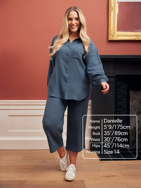 Deborah - Cotton Crinkle Shirt - Blue