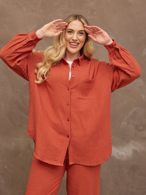 Deborah - Oversized Shirt - Rust