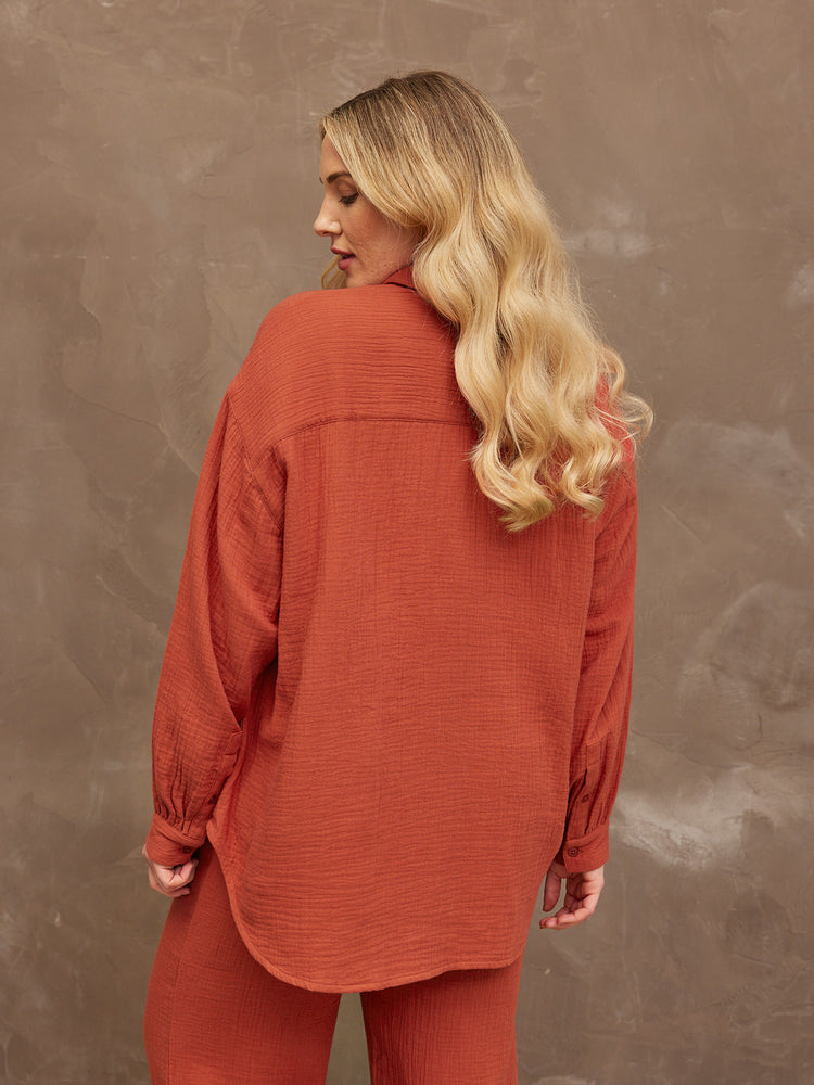 Deborah - Oversized Shirt - Rust