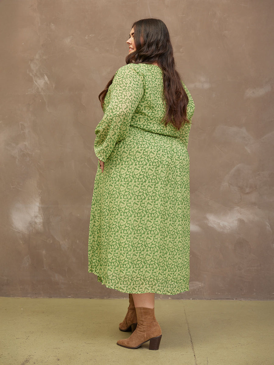 Dora Leaf Print Dress - Sample