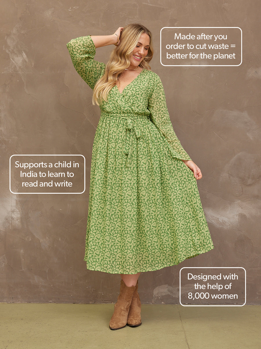 Dora Leaf Print Dress - Sample