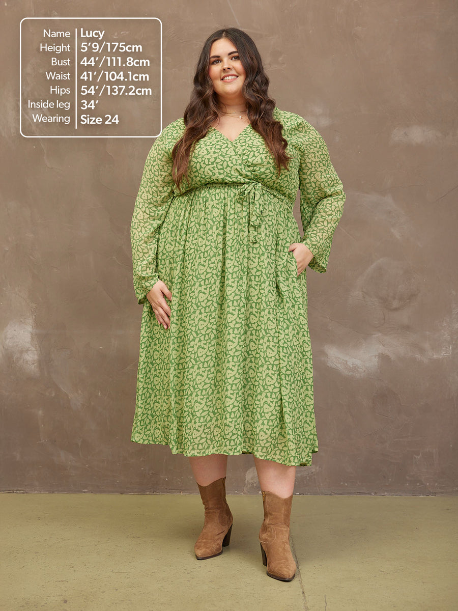 Dora Leaf Print Dress - Sample