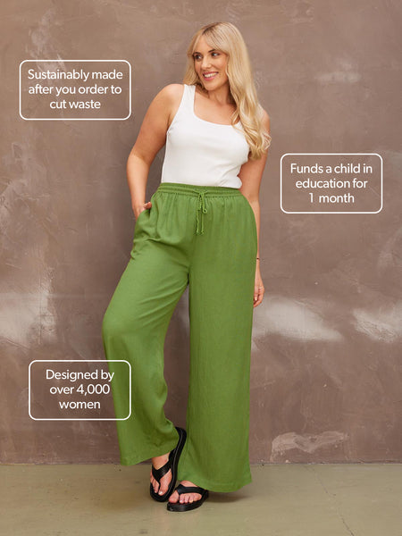 Ella - Wide Leg Trouser - Green
