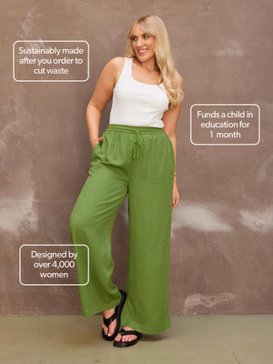 Ella - Wide Leg Trouser - Green