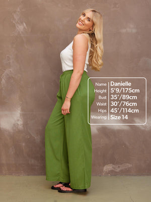 Ella - Wide Leg Trouser - Green