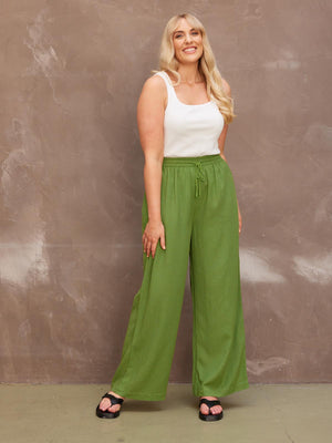 Ella - Wide Leg Trouser - Green