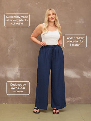 Ella - Wide Leg Trouser - Navy