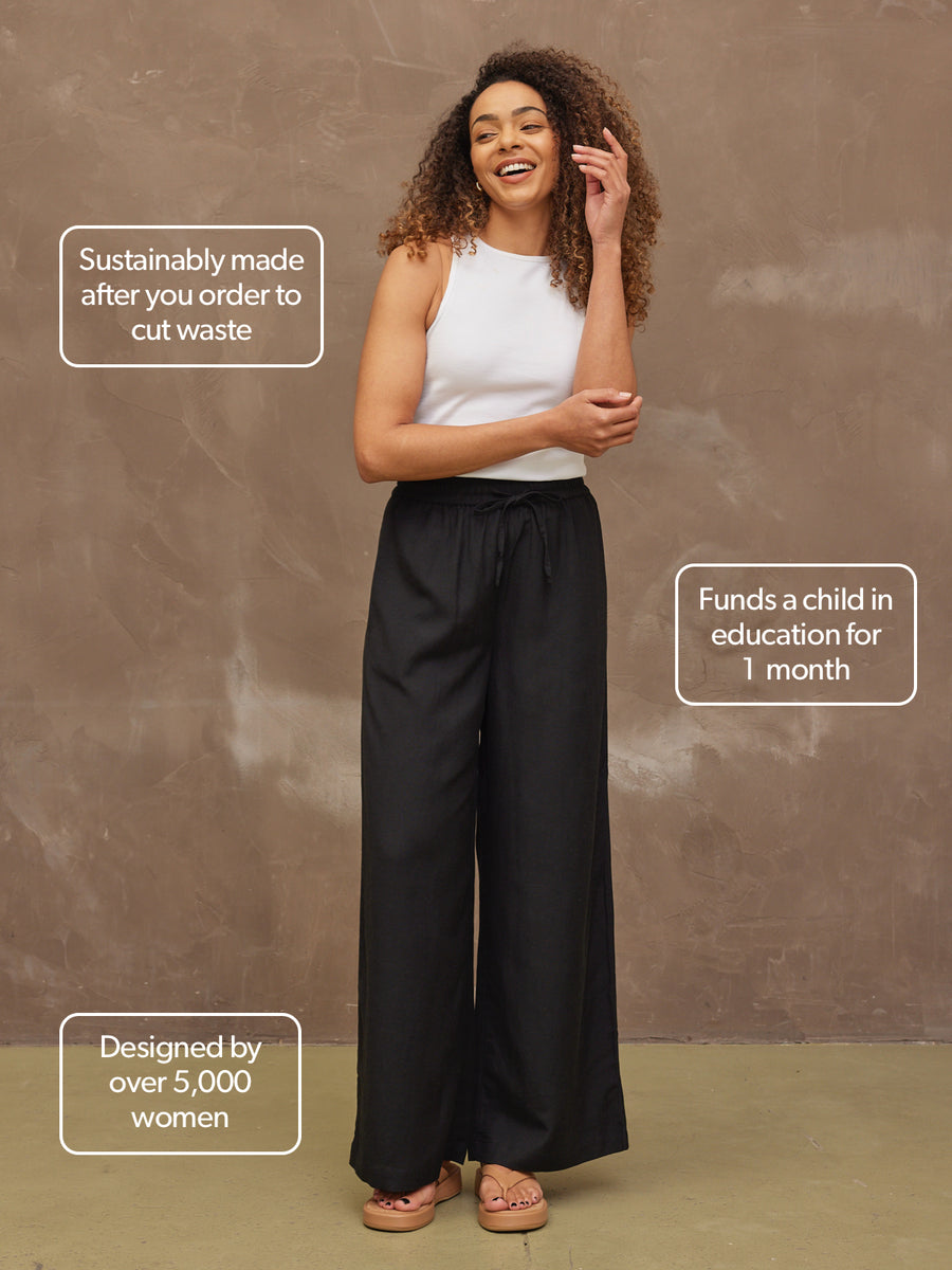 Ella -  Wide Leg Trouser - Black - Sample