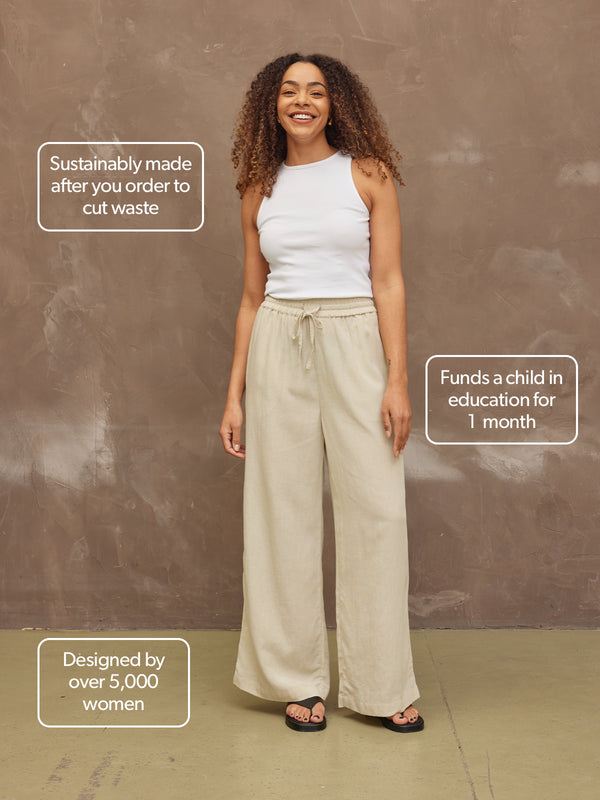 Ella -  Wide Leg Trouser - Light Sand