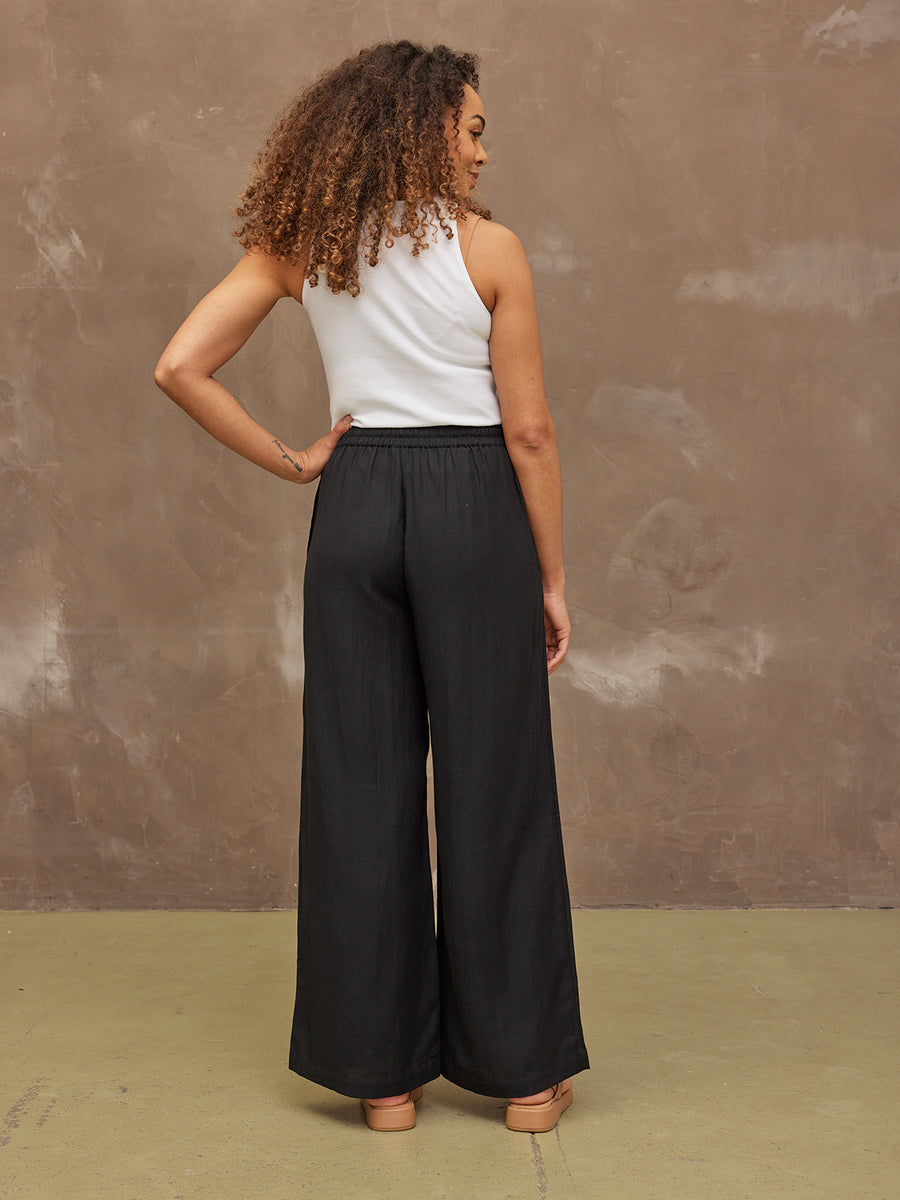 Ella -  Wide Leg Trouser - Black - Sample