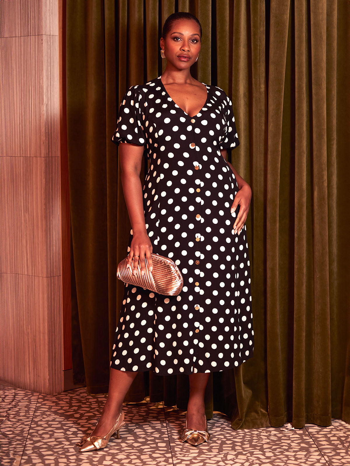 Midi dress polka dot on sale