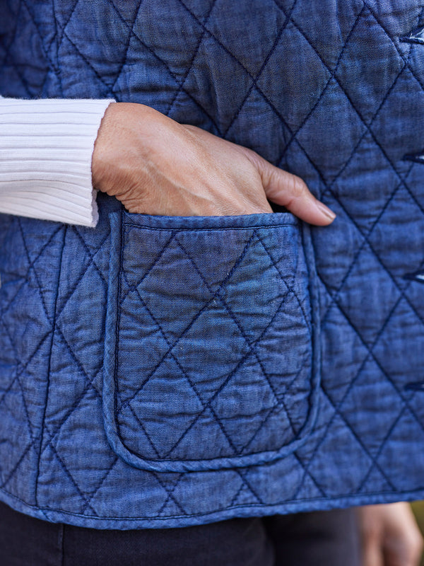 Eva - Quilted Vest - Denim