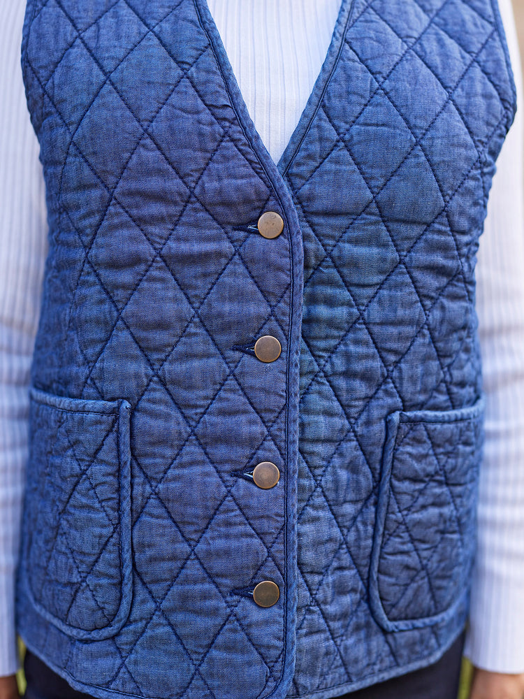 Eva - Quilted Gilet - Denim