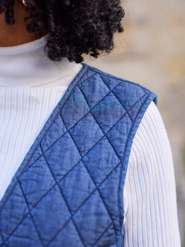 Eva - Quilted Vest - Denim