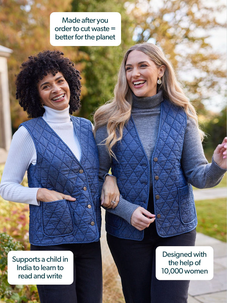 Eva - Quilted Gilet - Denim