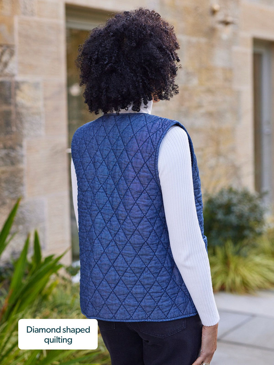 Eva - Quilted Gilet - Denim