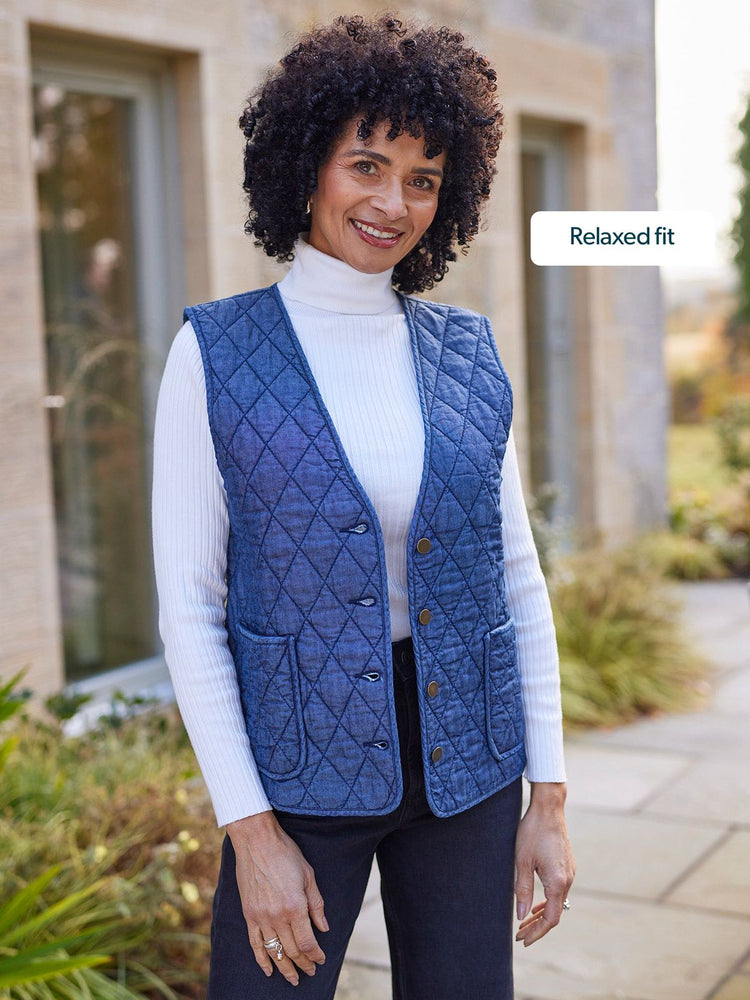 Eva - Quilted Gilet - Denim