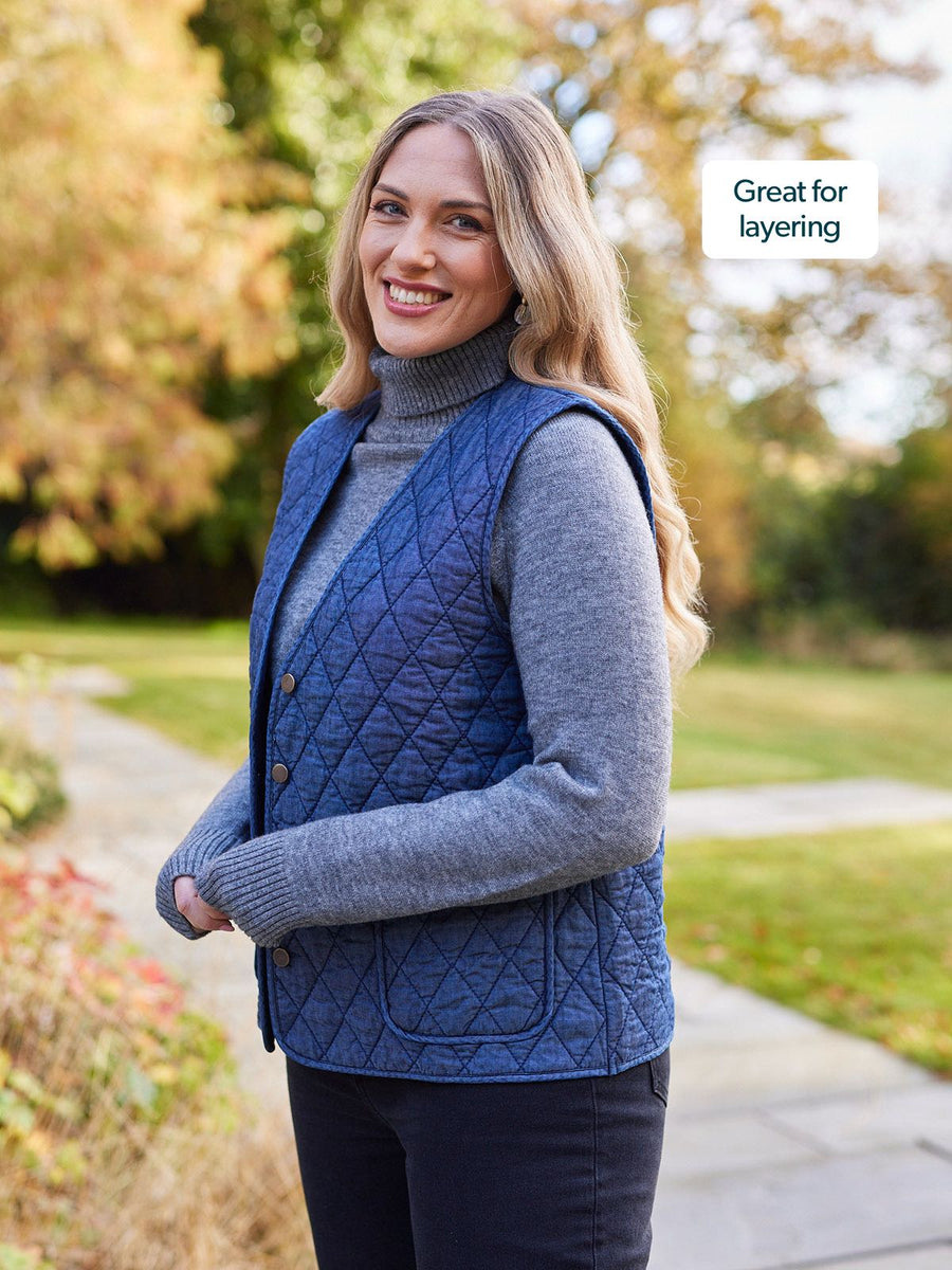 Eva - Quilted Gilet - Denim