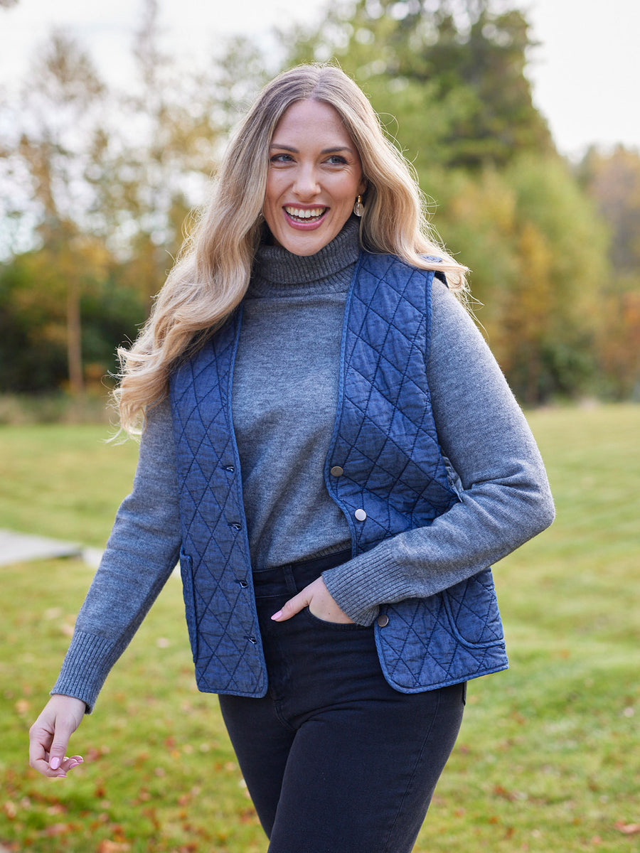 Eva - Quilted Gilet - Denim
