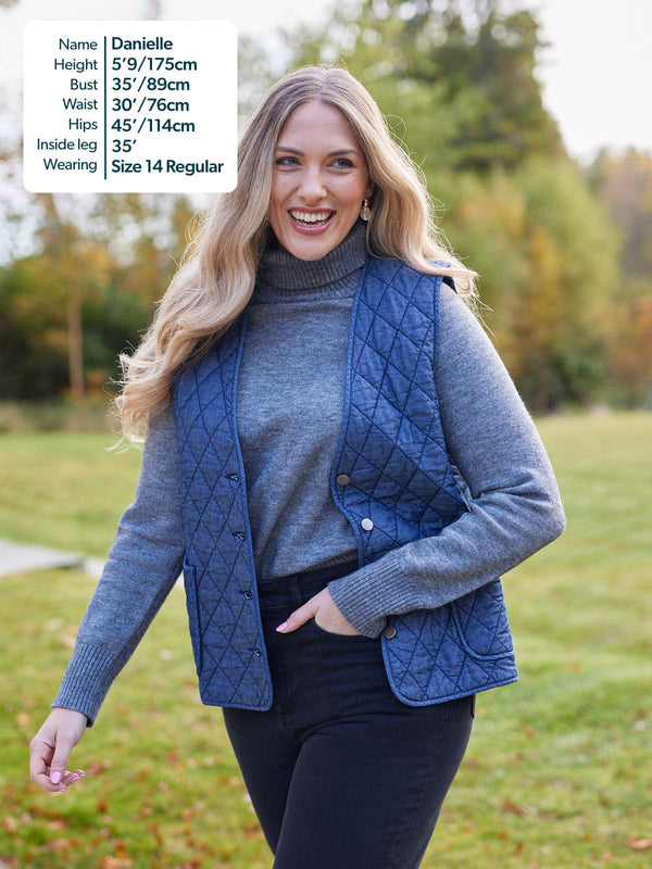 Eva - Quilted Vest - Denim