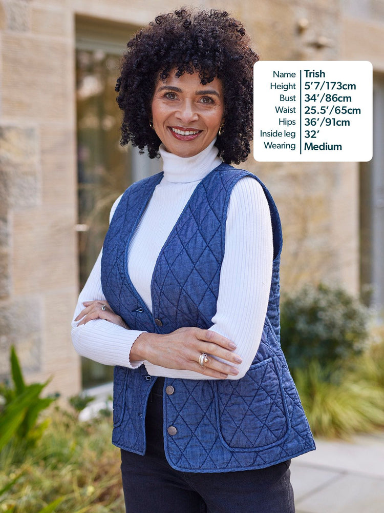 Eva - Quilted Gilet - Denim