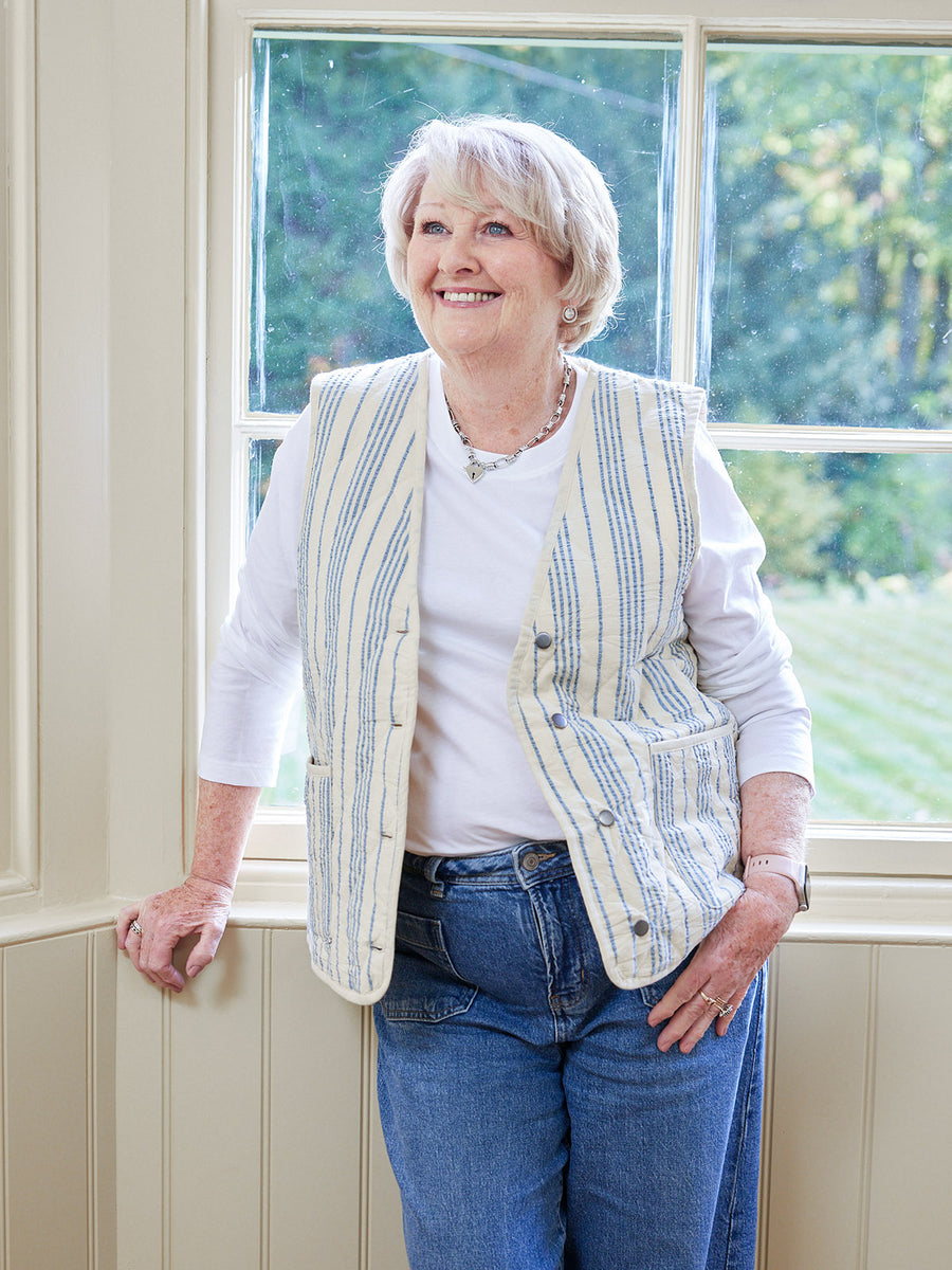 Eva - Quilted Gilet - Stripe