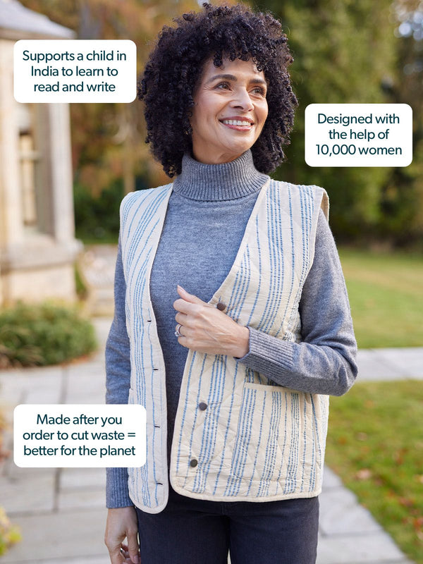 Eva - Quilted Vest - Stripe