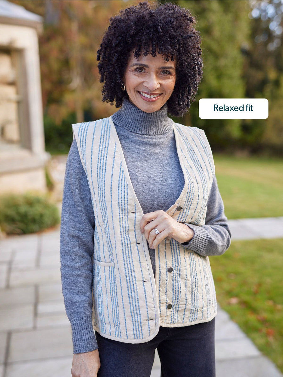 Eva - Quilted Gilet - Stripe