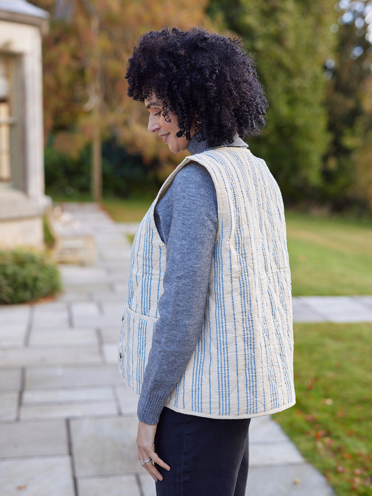 Eva - Quilted Gilet - Stripe