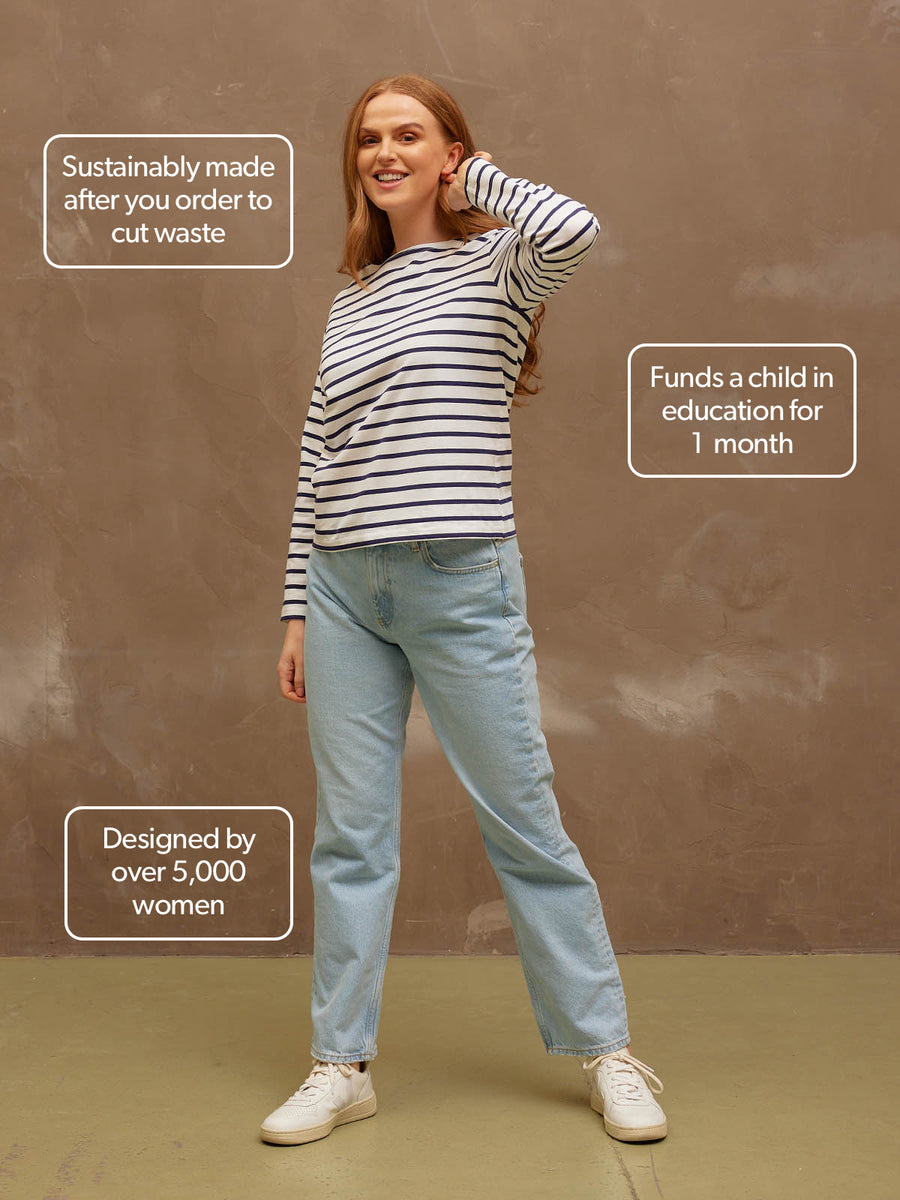 Eva - Stripe Top - Navy/White