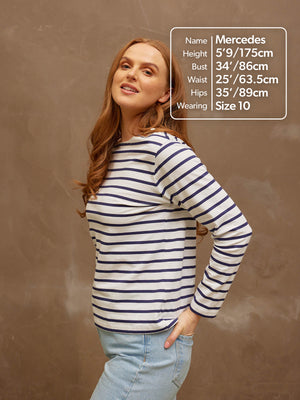 Eva - Stripe Top - Navy/White