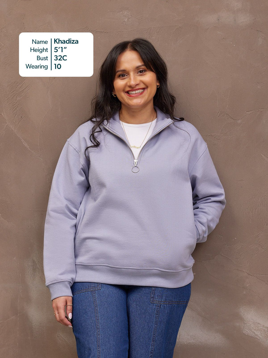 Evie Zip Sweatshirt - Lilac