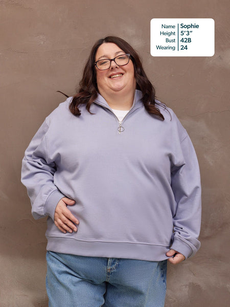 Evie Zip Sweatshirt - Lilac