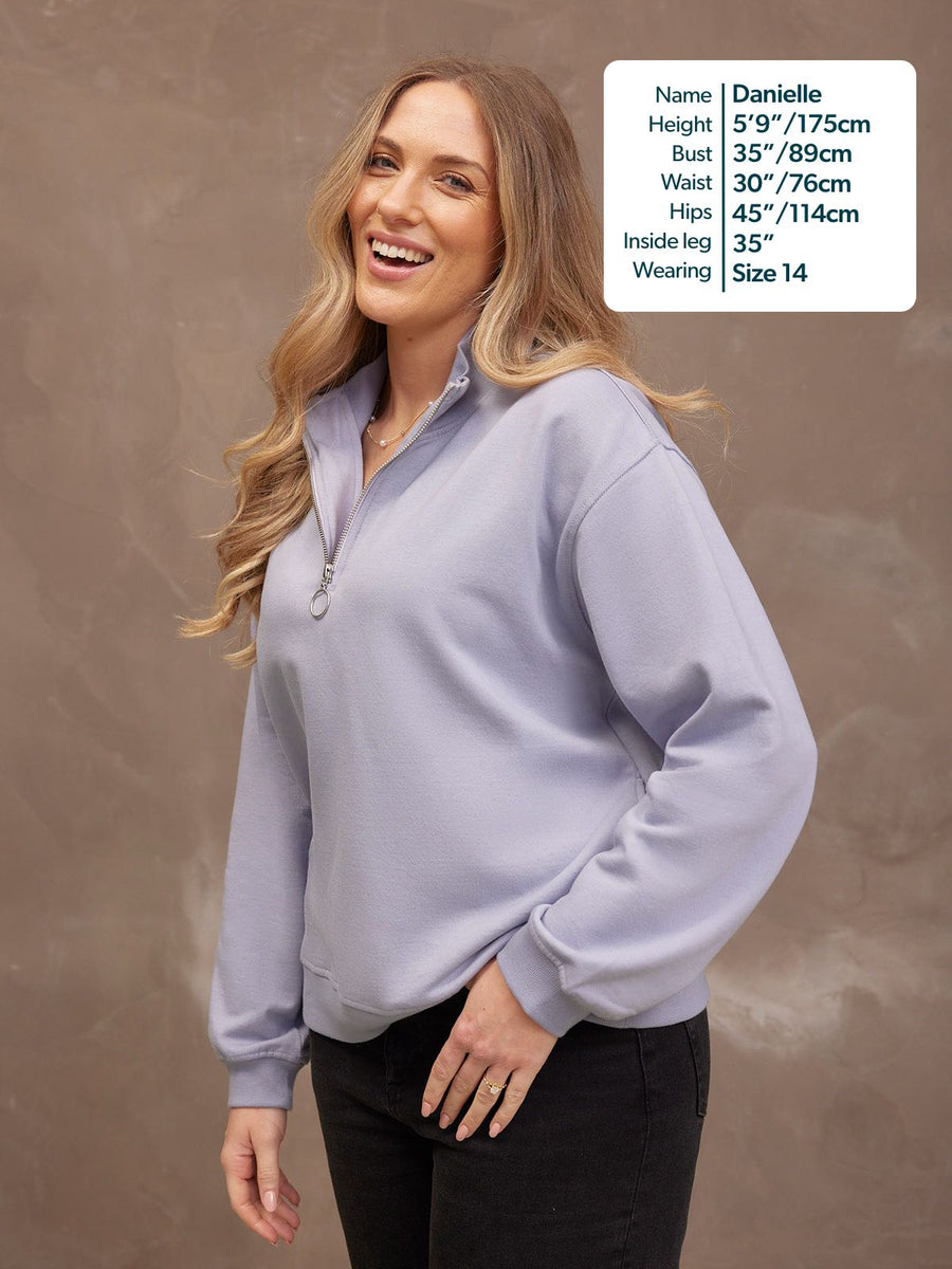 Evie Zip Sweatshirt - Lilac