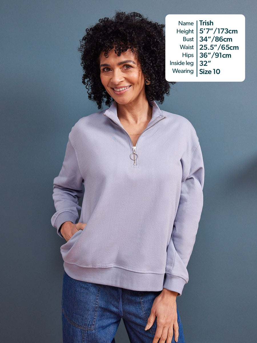 Evie Zip Sweatshirt - Lilac