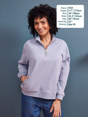 Evie Zip Sweatshirt - Lilac
