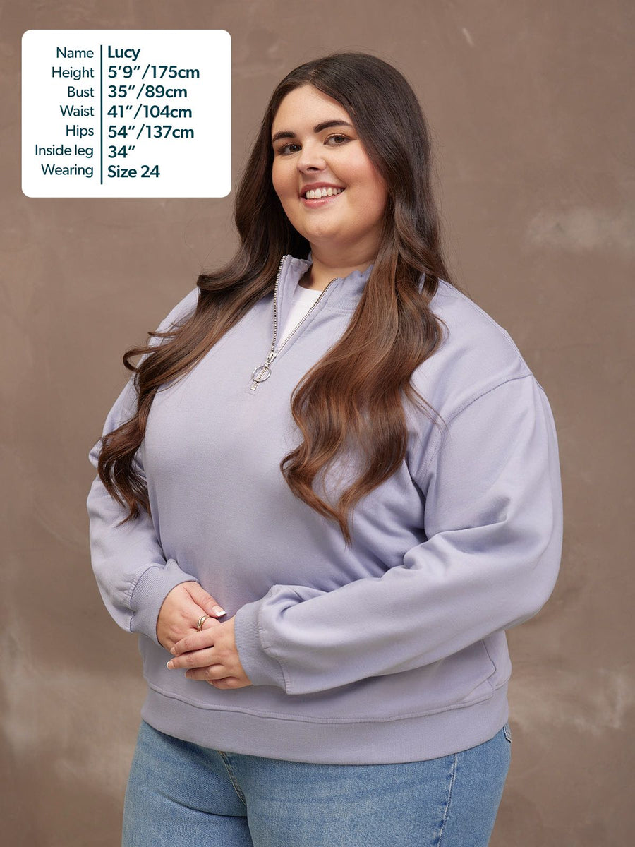 Evie Zip Sweatshirt - Lilac