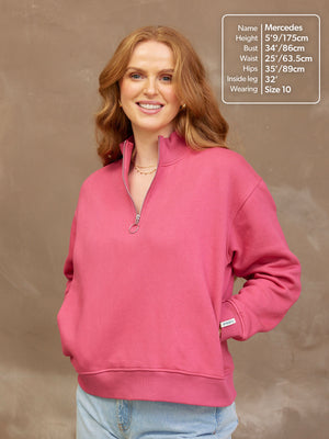 Evie - Zip Sweatshirt - Pink